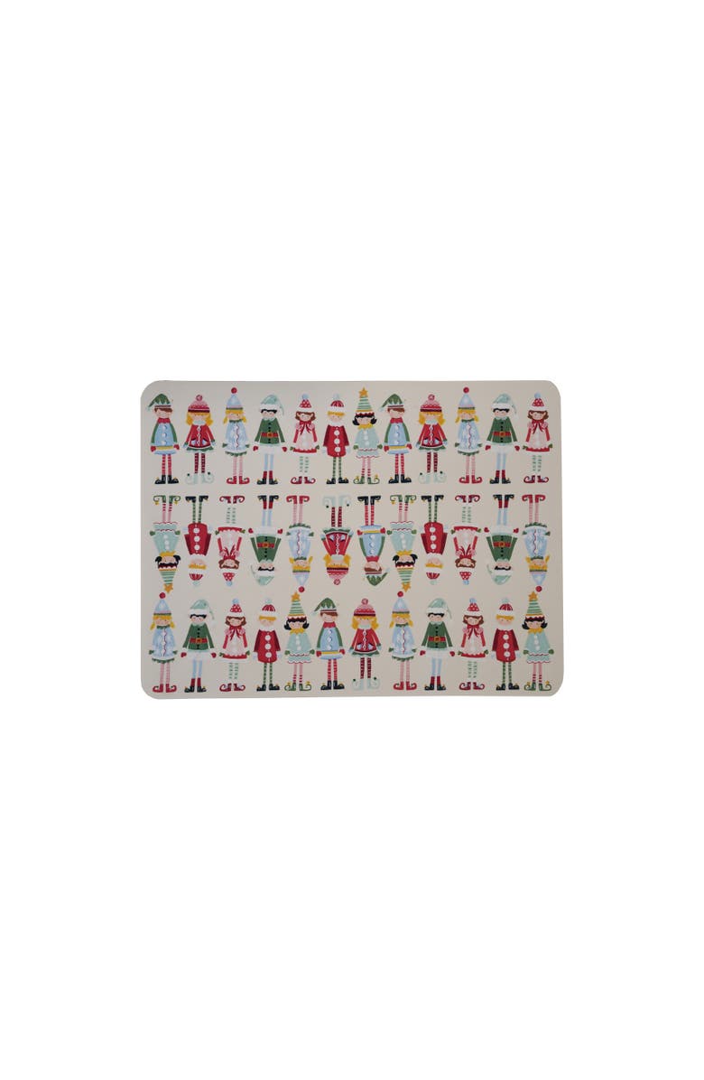 Storied Home Silicone Non-Slip Baking Mat with Santa's Elves, Multicolor, Main, color, White
