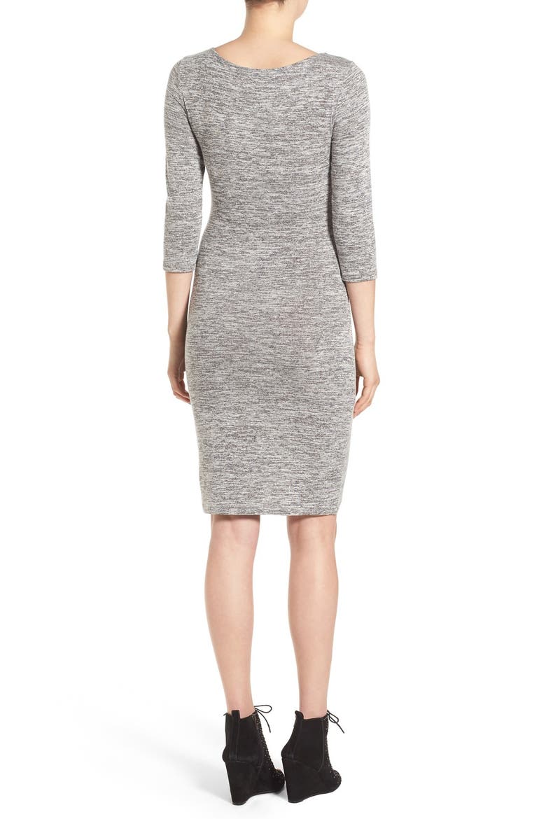 V-Neck Ruched Dress, Alternate, color, GREY CLOUDY HEATHER