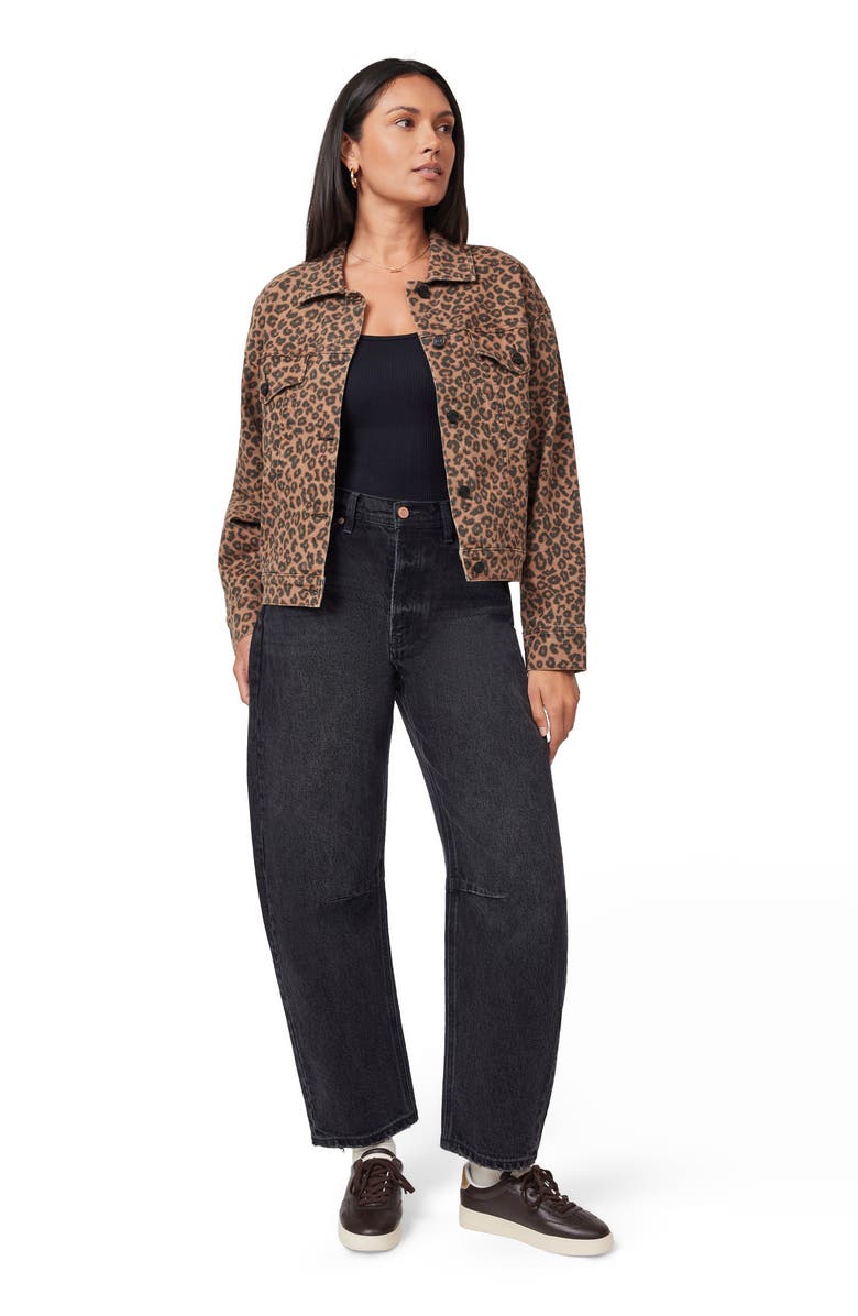 Scotch & Soda Leopard Print Oversized Crop Denim Jacket, Alternate, color, Leopard Print