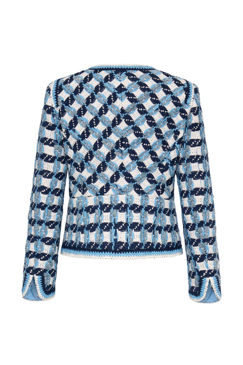 Plaid Tweed Jacket With Trim, Alternate, color, White/Blue