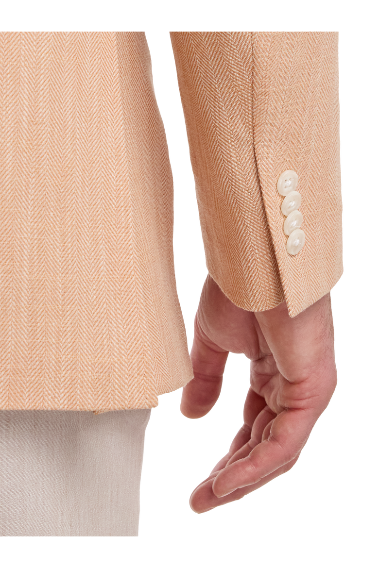 Cotton Blend Herringbone Single Breasted Notch Lapel Sport Coat, Alternate, color, Melon