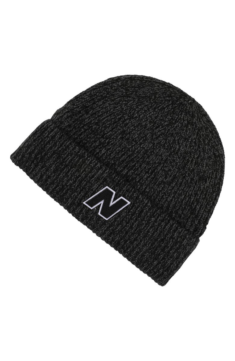 New Balance Winter Watchmen Block N Beanie, Main, color, Black