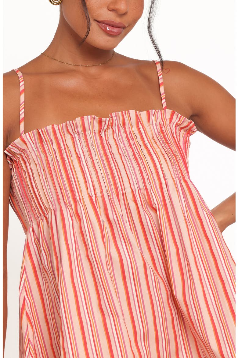 Carson Stripe Pintuck Pleat Cotton Camisole, Alternate, color, PEACH STRIPE