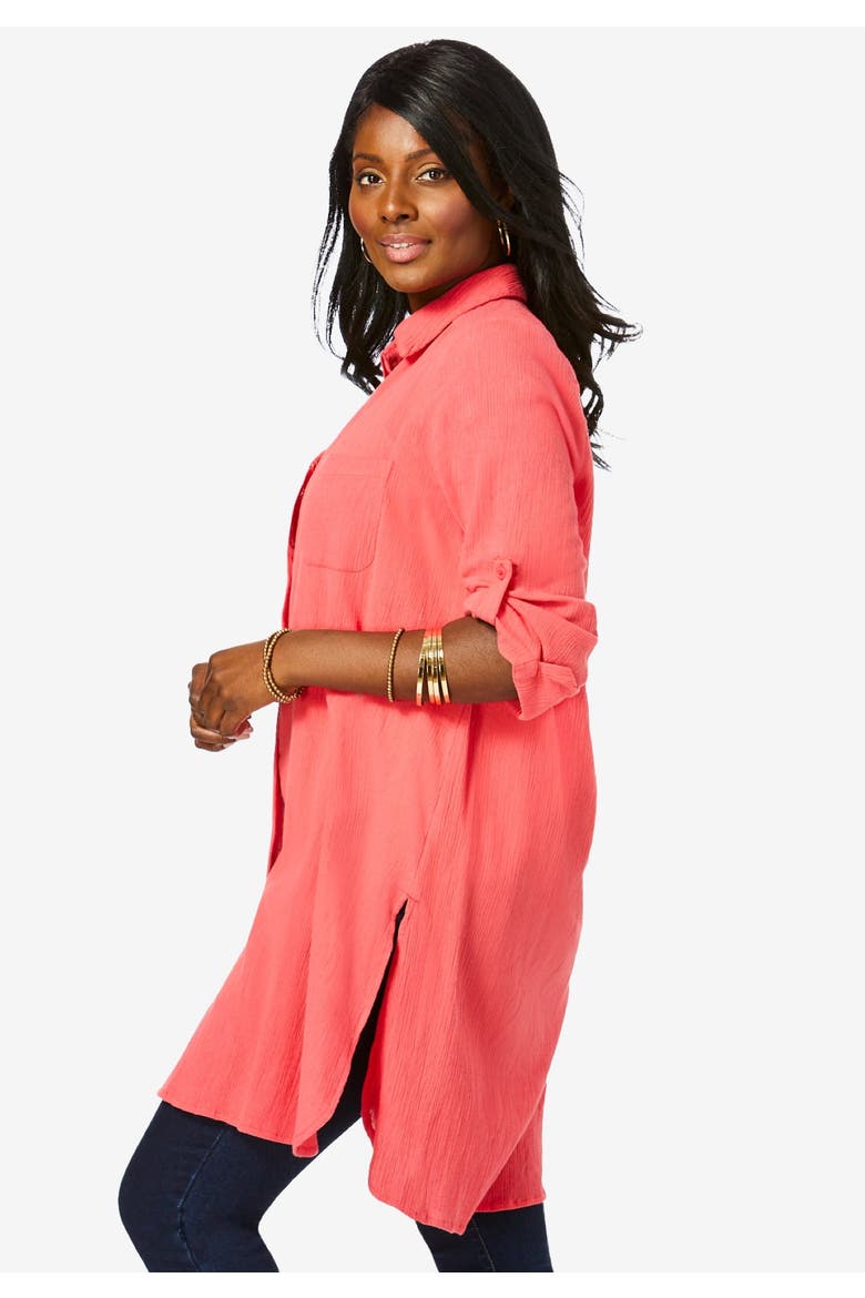 Gauze Mega Tunic, Alternate, color, BLACK