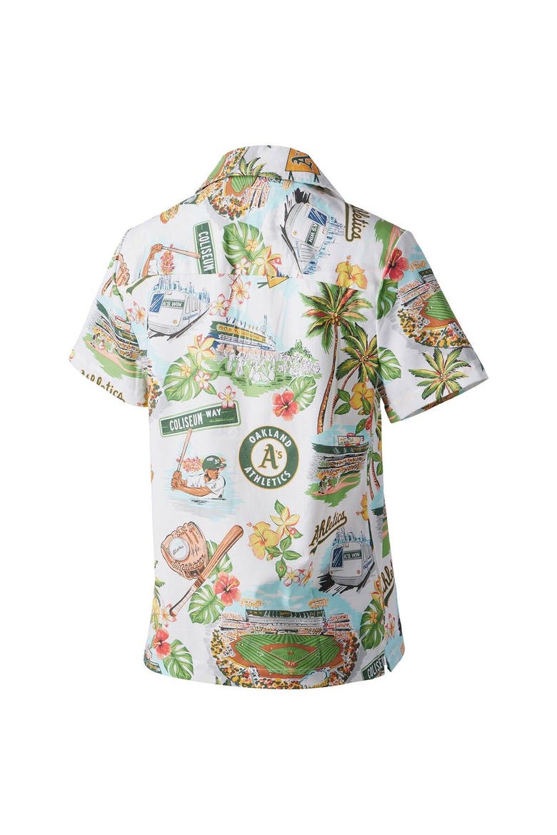 Women's Reyn Spooner White Oakland Athletics Scenic Camp Button-Up Shirt, Alternate, color, White
