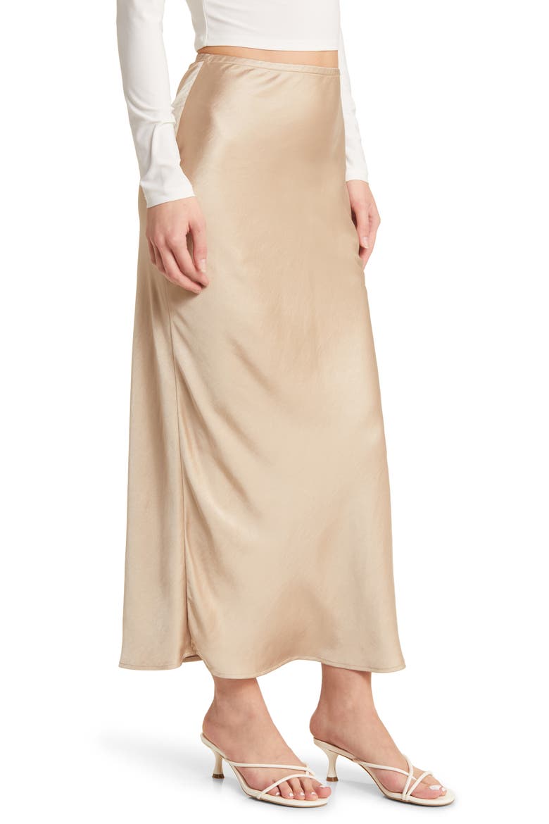 Satin Maxi Skirt, Alternate, color, BEIGE HUMMUS