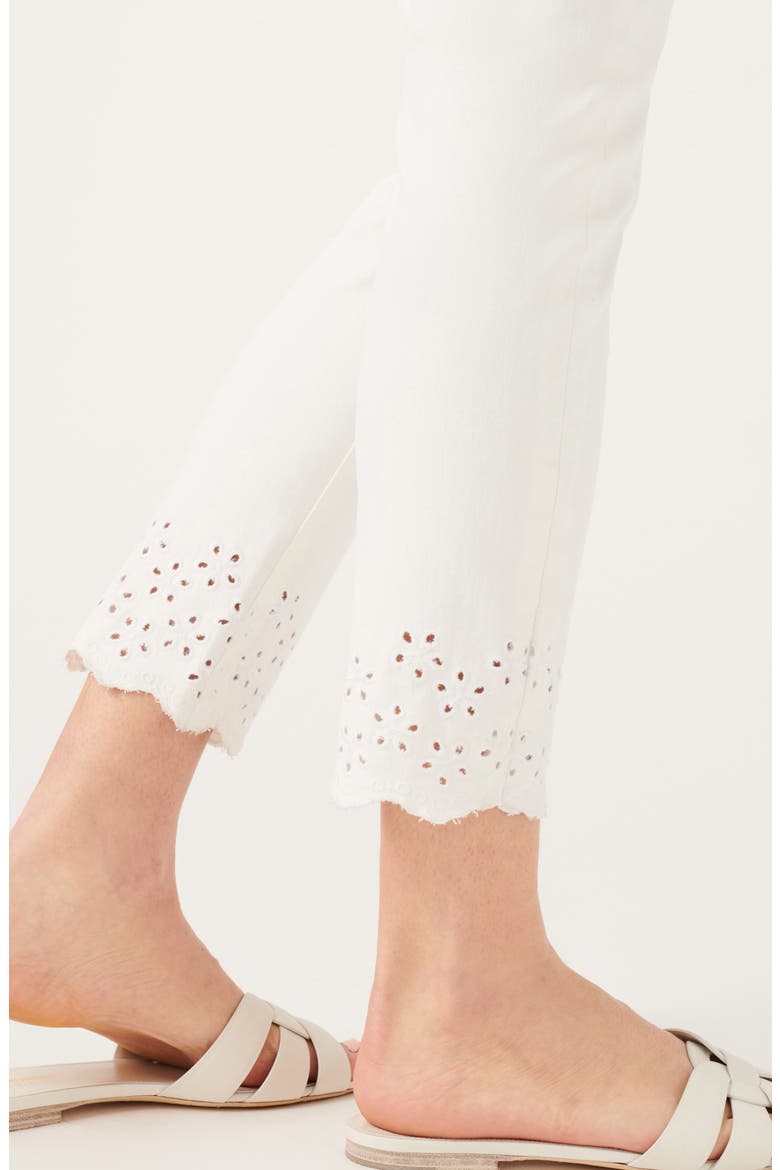 JEN7 High Waist Eyelet Hem Ankle Skinny Jeans, Alternate, color, WHITE