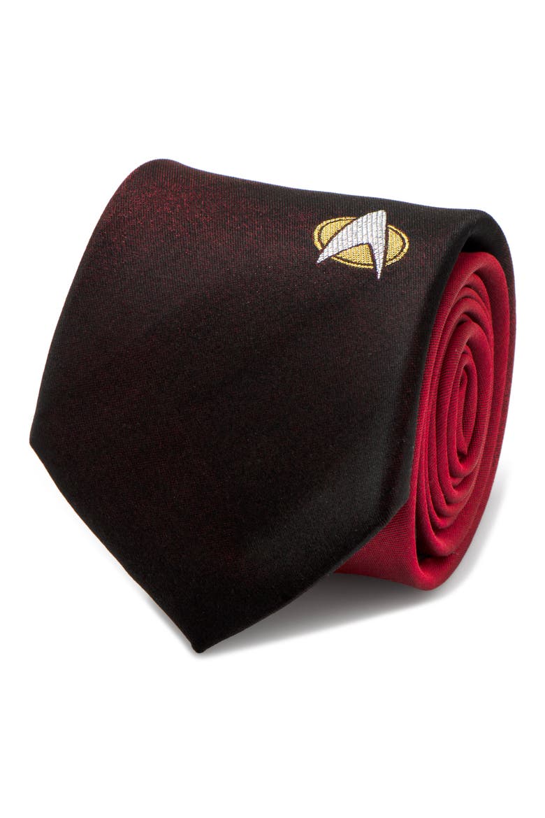 Star Trek TNG Shield Silk Tie, Alternate, color, RED