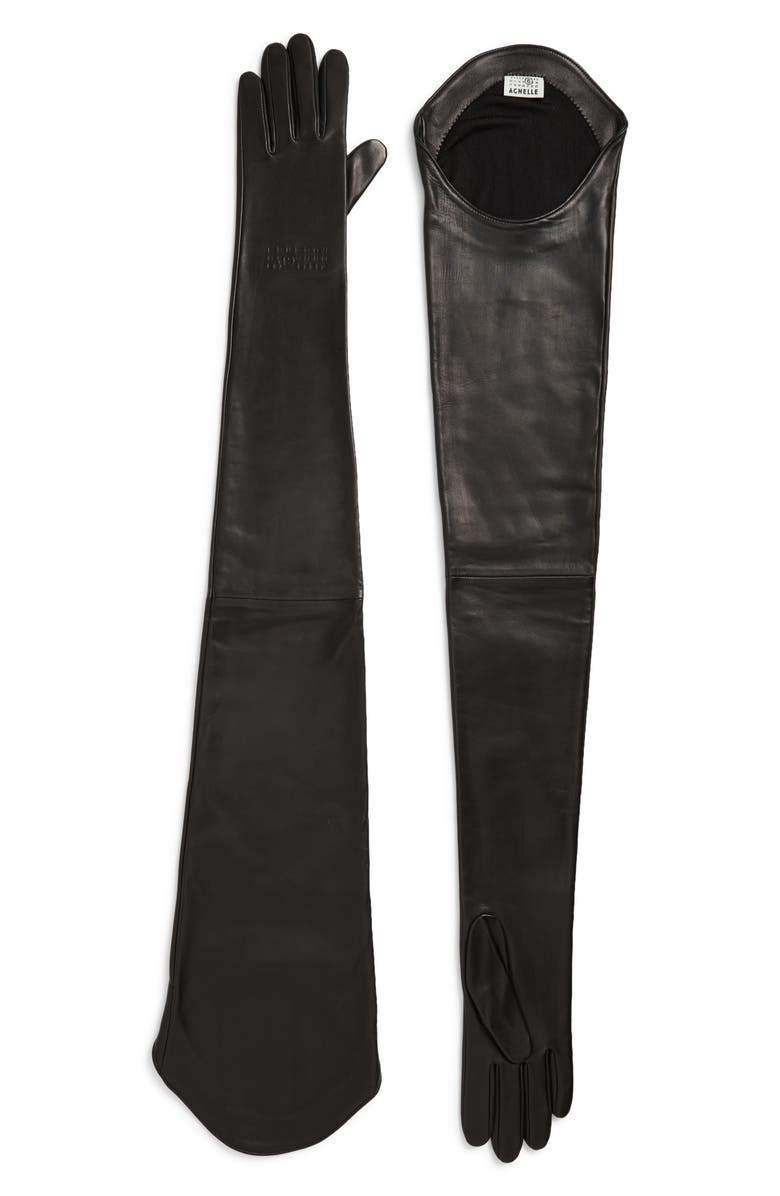 MM6 Maison Margiela x Agnelle Leather Opera Gloves, Main, color, Black