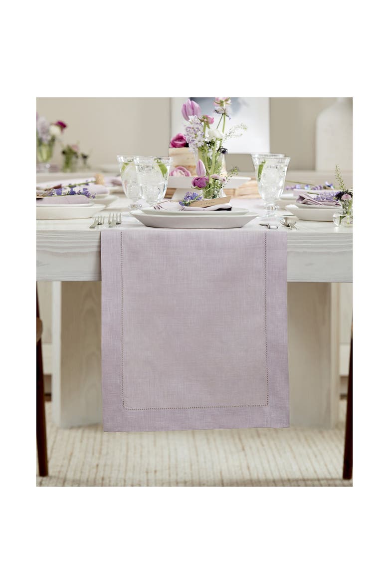 Linen Table Runner - Classic Hemstitch, Alternate, color, Lilac