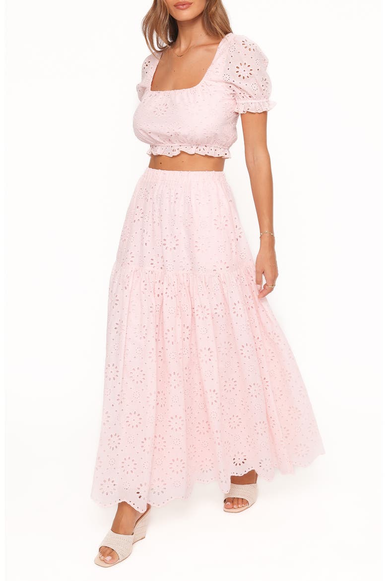 Angelina Cotton Midi Skirt Set, Alternate, color, PINK BROIDERIE