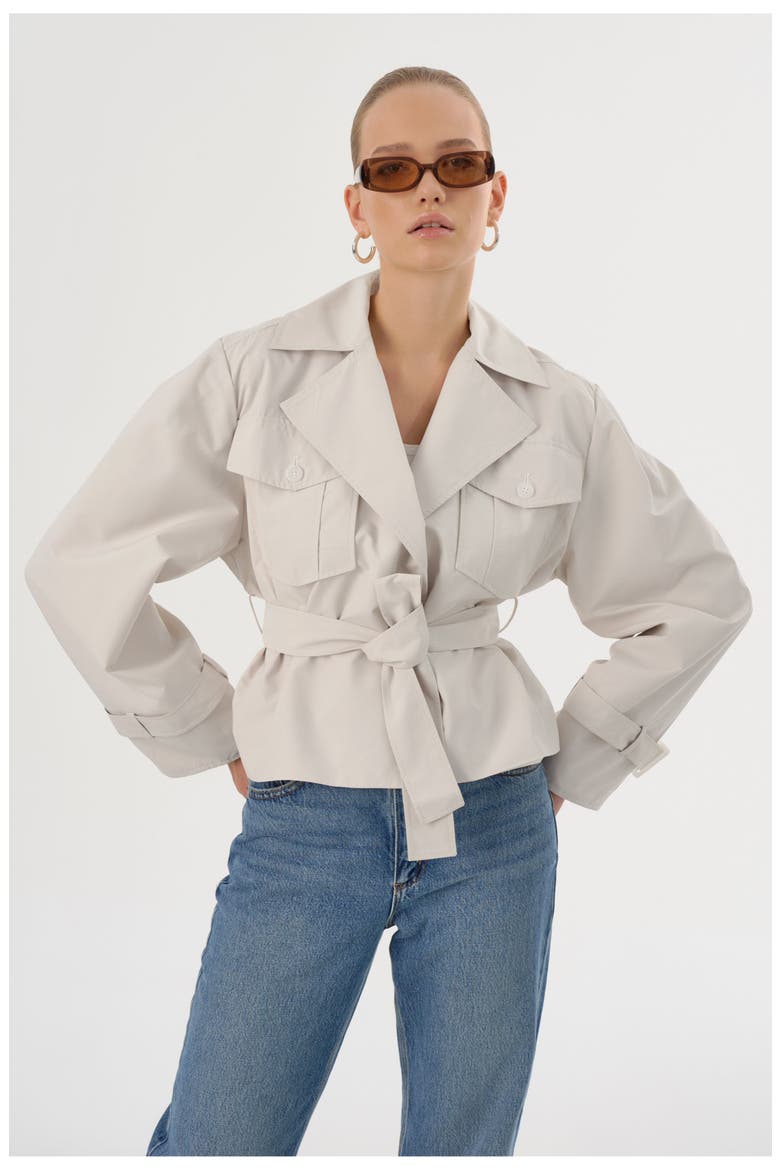 Quinn | Cropped Trench Coat, Alternate, color, Whisper White