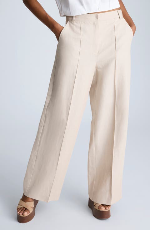 Pintuck Pleat Wide Leg Pants