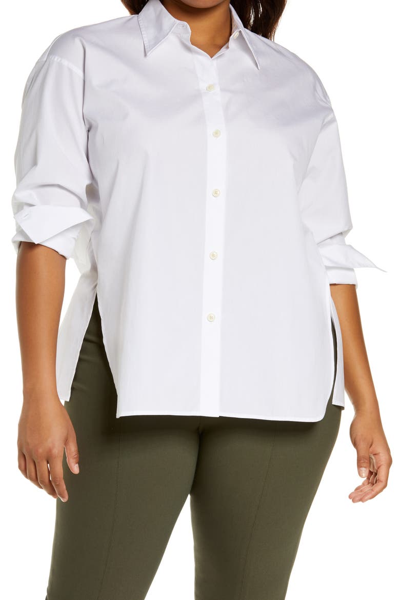 Cotton Poplin Button-Up Shirt, Main, color, OPTIC WHITE