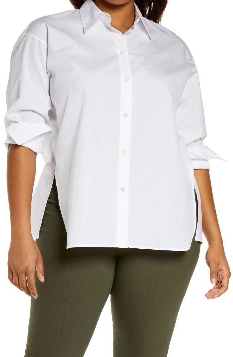 Vince Cotton Poplin Button-Up Shirt, Main, color, Optic White
