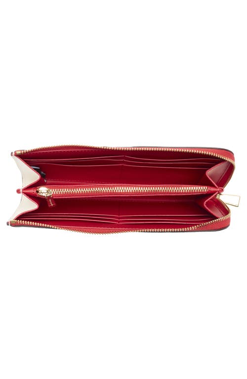 Kate Spade Devin Pixel Hearts Embossed Saffiano Leather Zip-around Continental Wallet In Red