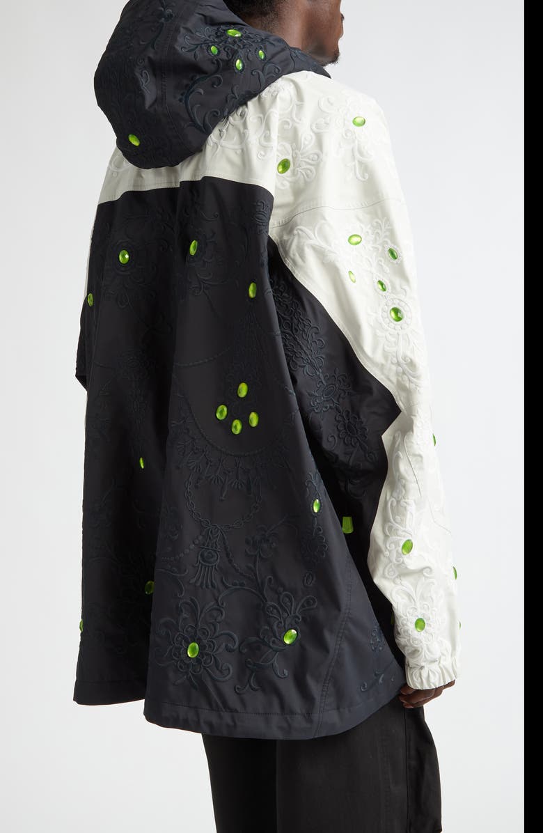 Givenchy Floral Embroidered Colorblock Hooded Jacket, Alternate, color, 