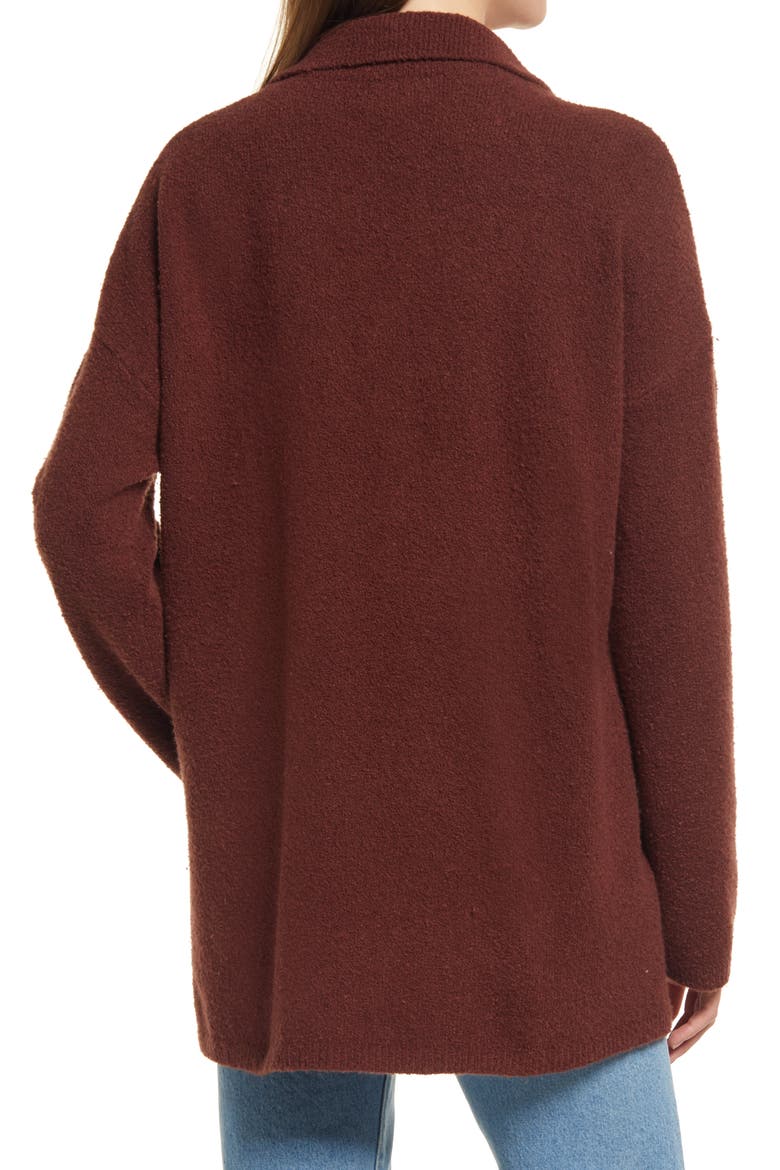 Oversize Polo Sweater, Alternate, color, BROWN CHOCOLATE