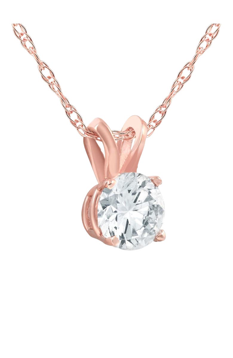 Bliss Diamond 1/2 Ct Lab Grown Solitaire Diamond Pendant 14k Gold Necklace, Main, color, 14K Rose Gold