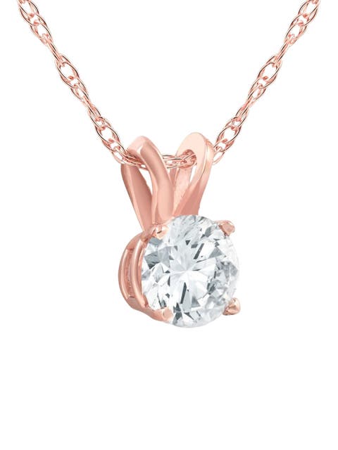 1/2 Ct Lab Grown Solitaire Diamond Pendant 14k Gold Necklace