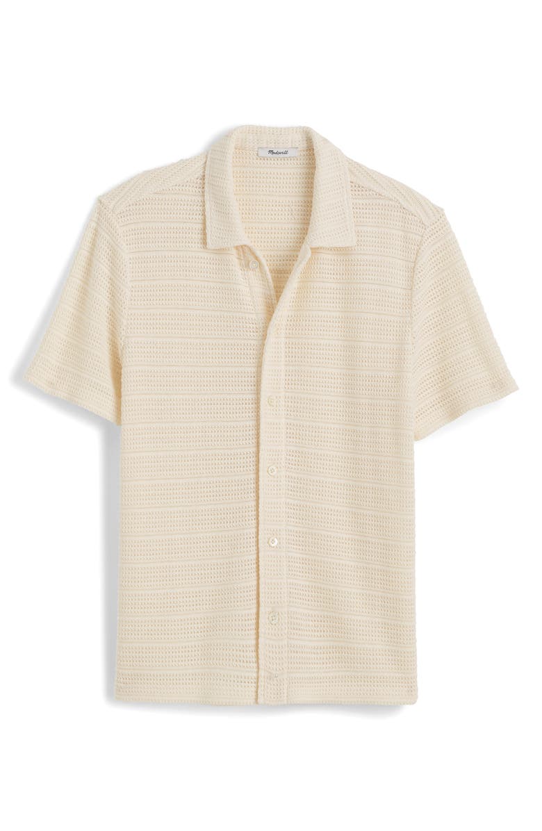 Madewell Jacquard Knit Short Sleeve Button-Up Shirt, Alternate, color, Antique Cream