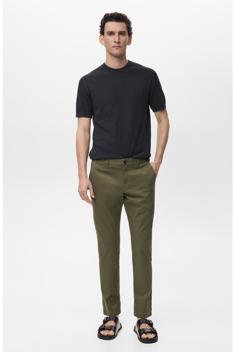 Prato Crop Tapered Stretch Cotton Chinos, Alternate, color, KHAKI GREEN