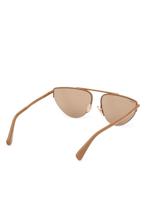 Max Mara Women's Shiny Light Brown Half-rim Cat-eye Sunglasses In Bronze/camel/light Brown