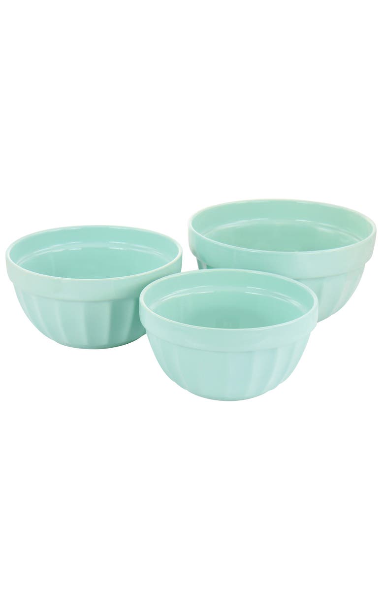 MARTHA STEWART 3 piece Stoneware Bowl Set, Main, color, Turquoise
