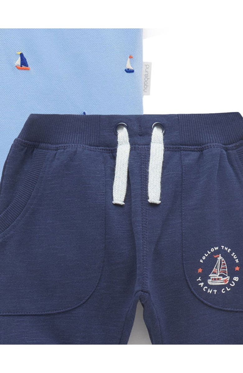 Purebaby Yacht Polo Shirt & Pant Set, Alternate, color, Yacht Broderie