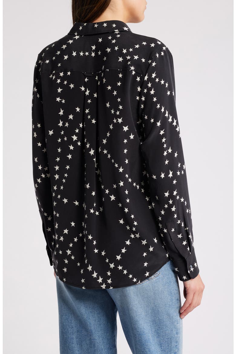 Kate Star Print Button-Up Shirt, Alternate, color, BLACK STAR CHAIN