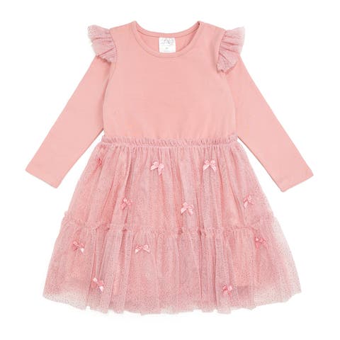 Satin Bow Long Sleeve Tutu Dress (baby)