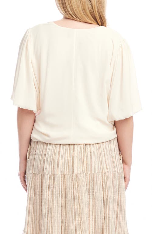 Karen Kane Puff Sleeve Crepe Top In Neutral