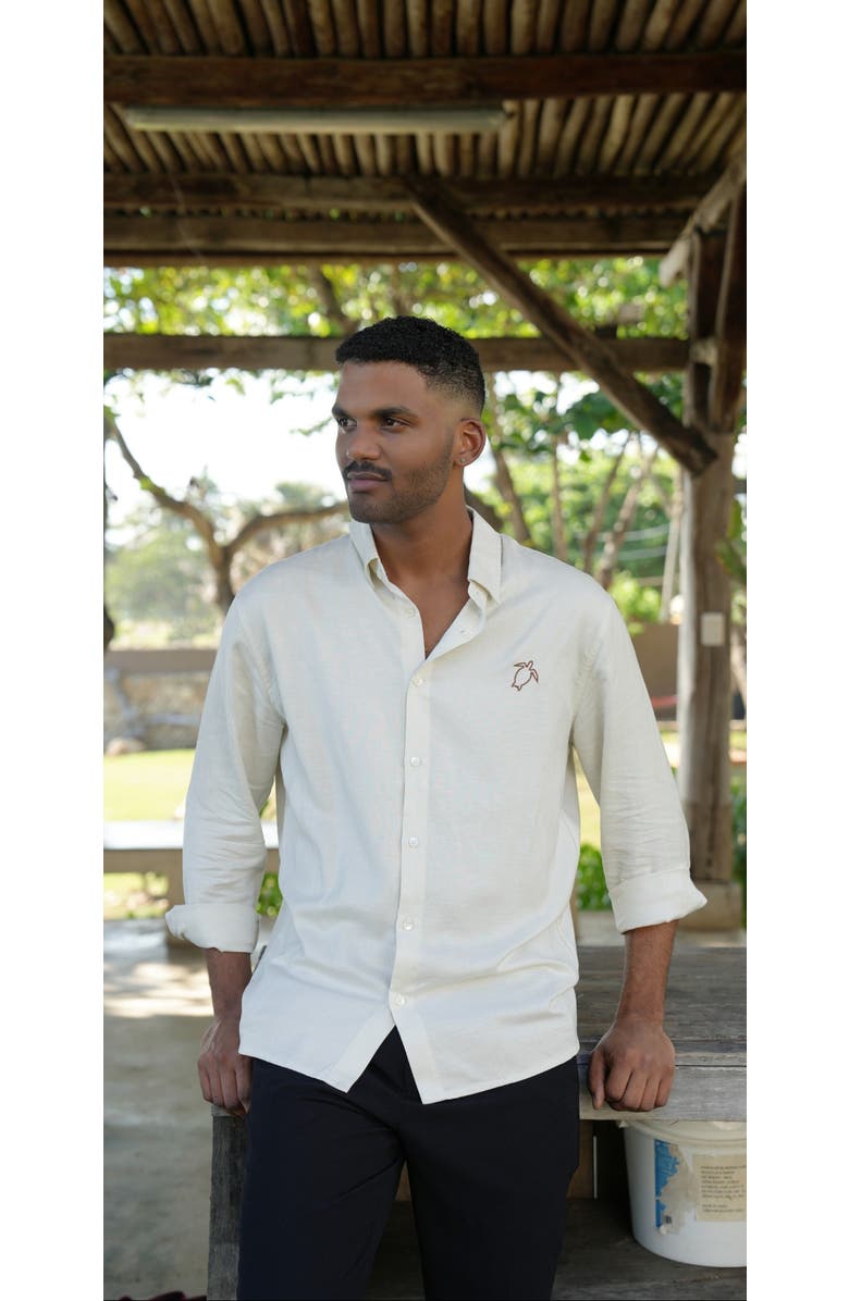 Sable Careya Linen-blend Embroidered Button-down Shirt, Alternate, color, Ivory (Off-White)