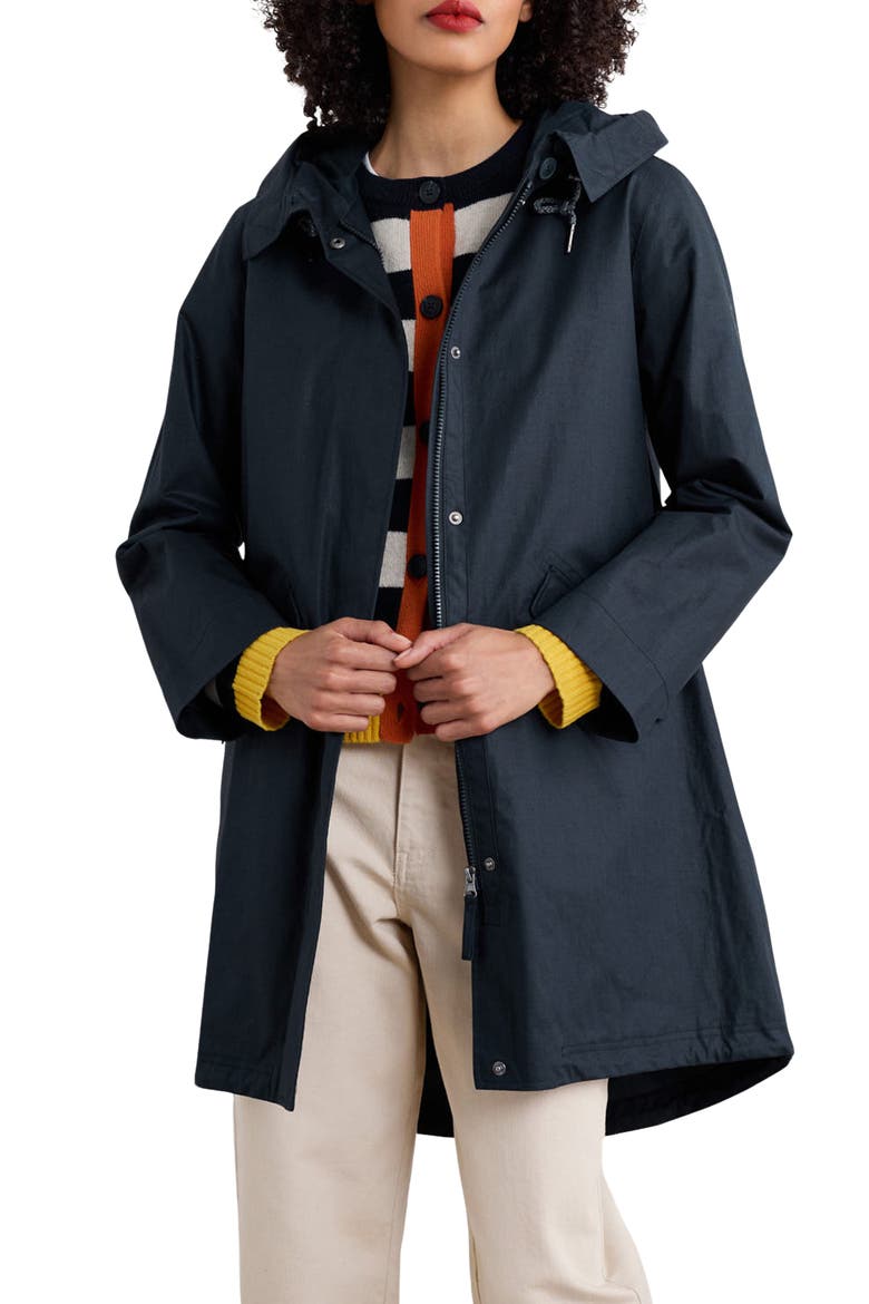 Seafaring Waterproof Linen & Cotton Hooded Coat, Main, color, INKWELL