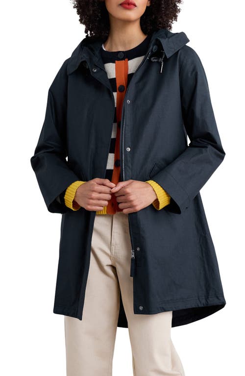 Seasalt Cornwall Seafaring Waterproof Linen & Cotton Hooded Coat In Inkwell