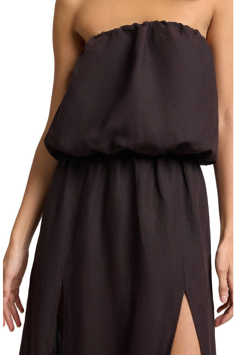 Air Linen High Slit Maxi Dress, Alternate, color, ESPRESSO