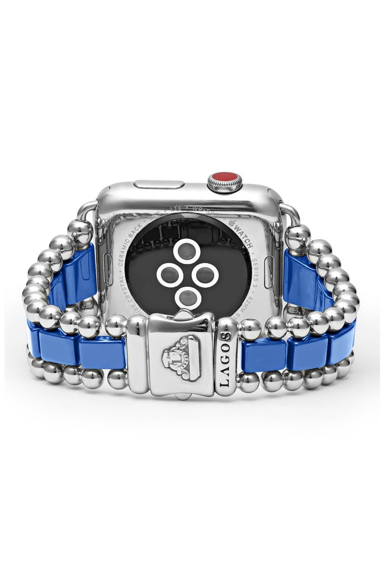 Smart Caviar Ceramic & Sterling Silver Apple Watch® Band, Alternate, color, ULTRAMARINE