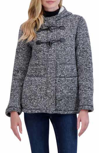 Toggle Front Hooded Faux Shearling Sweater Jacket