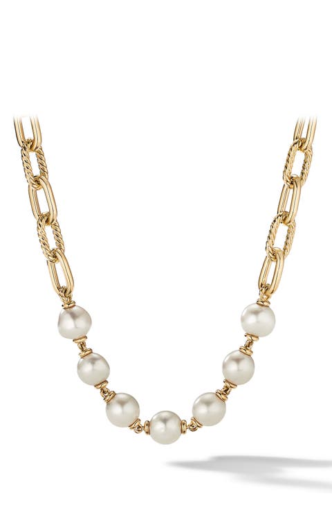 DY Madison® Pearl Chain Necklace in 18K Yellow Gold with Pearls, 13mm