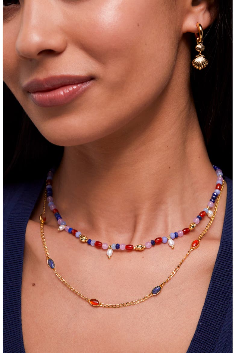 Lapiz Lazuli & Red Agate Chain Necklace, Alternate, color, BLUE/RED/GOLD