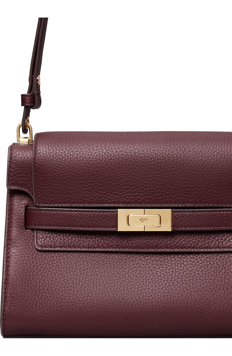 Tory Burch Large Lee Radziwill Pebble Leather Shoulder Bag, Alternate, color, Dark Carmine