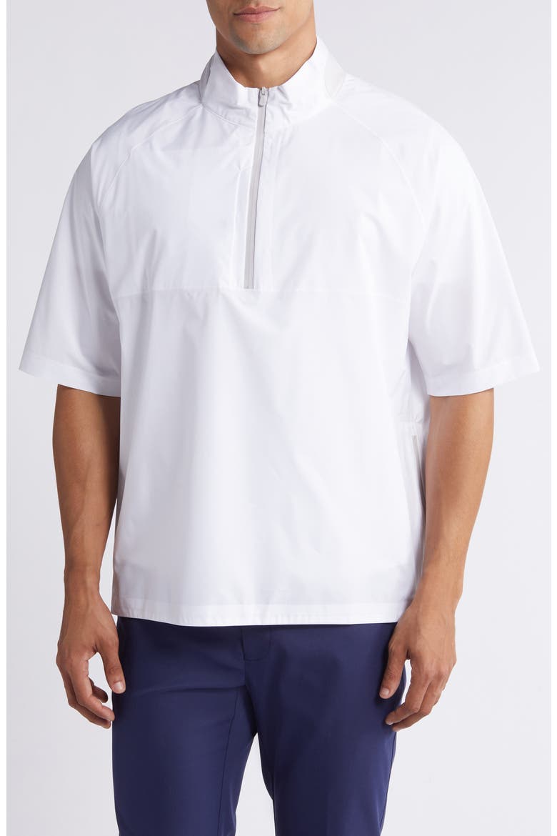 Stealth Stowable Short Sleeve Pullover Rain Jacket, Main, color, WHITE