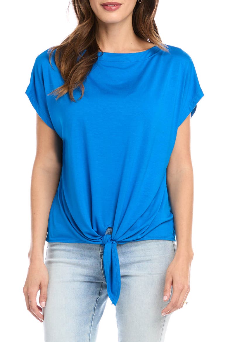 Boat Neck Tie Front Top, Main, color, ROYAL