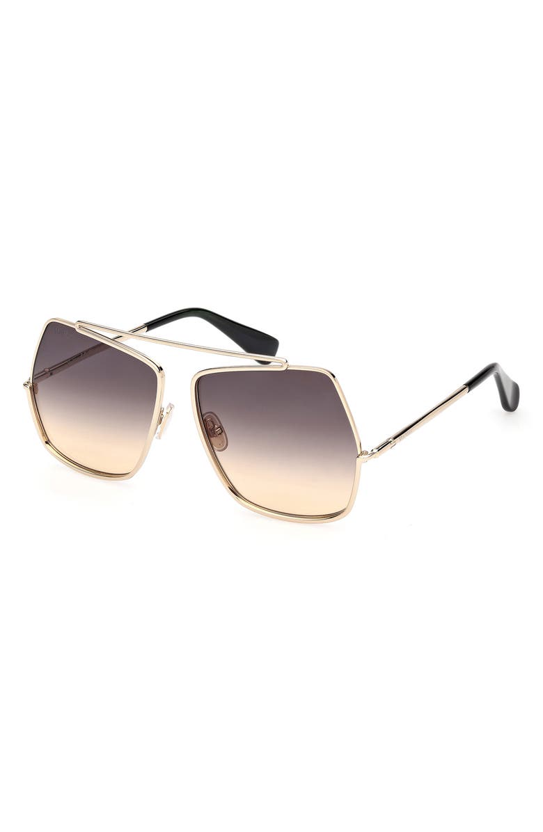 Max Mara Elsa Petite 58mm Gradient Pilot Sunglasses, Alternate, color, Gold / Gradient Smoke