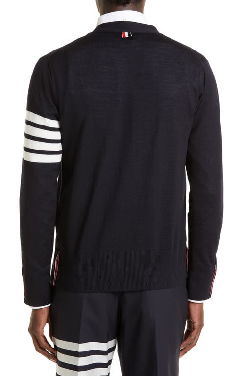 Thom Browne 4-bar Merino Wool Cardigan In Black