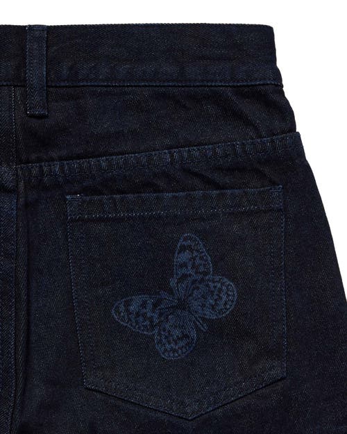 Samii Ryan Overdye Printed Smiley Denim Pants In Dark Blue