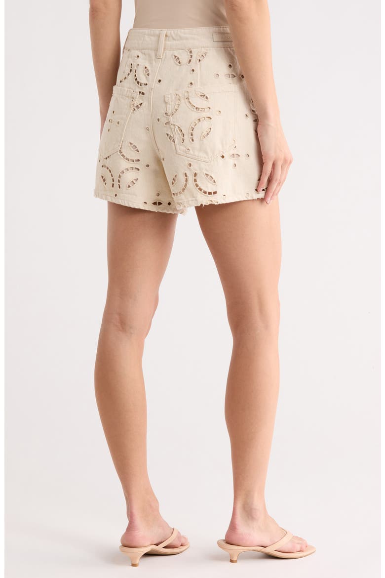 High Rise Eyelet Embroidered Denim Shorts, Alternate, color, DOUBLE CREAM