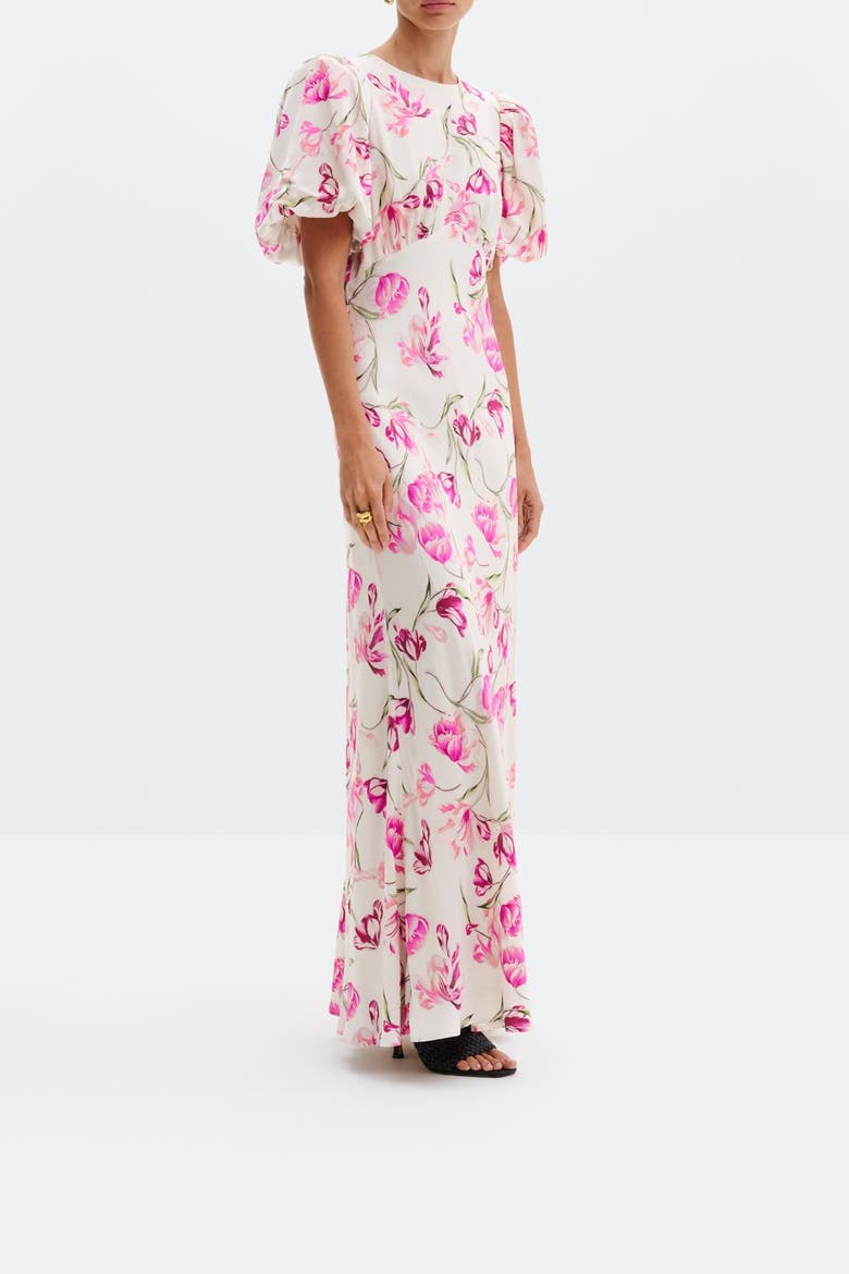 Freja Pouf Sleeve Maxi Dress, Alternate, color, Tulip Pink