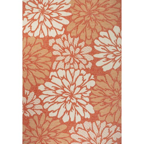 Jonathan Y Zinnia Modern Floral Textured Weave Indoor/outdoor Area Rug In Orange/cream