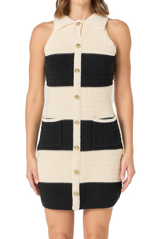 Endless Rose Stripe Cotton Blend Minidress In Cream/black